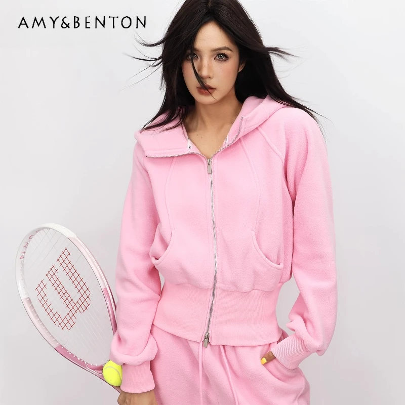 

Autumn Winter American Sweet Cool Slimming Sports Hooded Women's Sweatshirt Retro Loose Slimming Long Pants Fashion Set Ladies