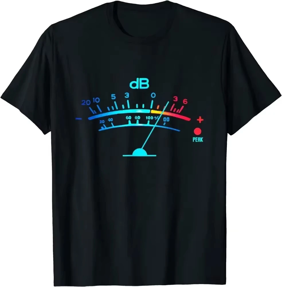 Volume VU Meter Vintage Men T-shirt Audio Engineer Recording Crew Neck Summer  Women Short Sleeve Casual Top Aesthetic Clothes