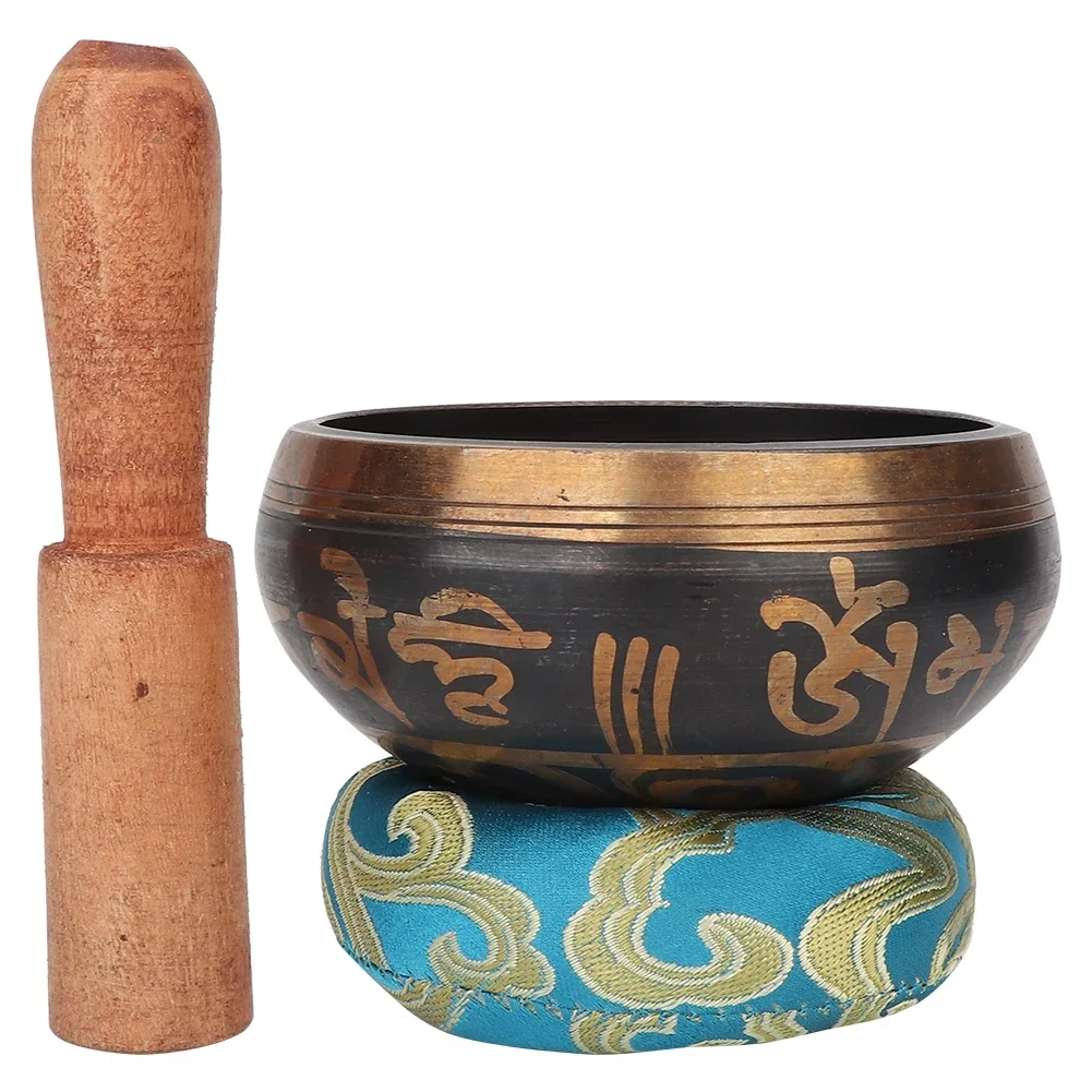 

Buddhism Meditation Singing Bowl Nepal Style Handmade Craft with Wood Stick Cushion