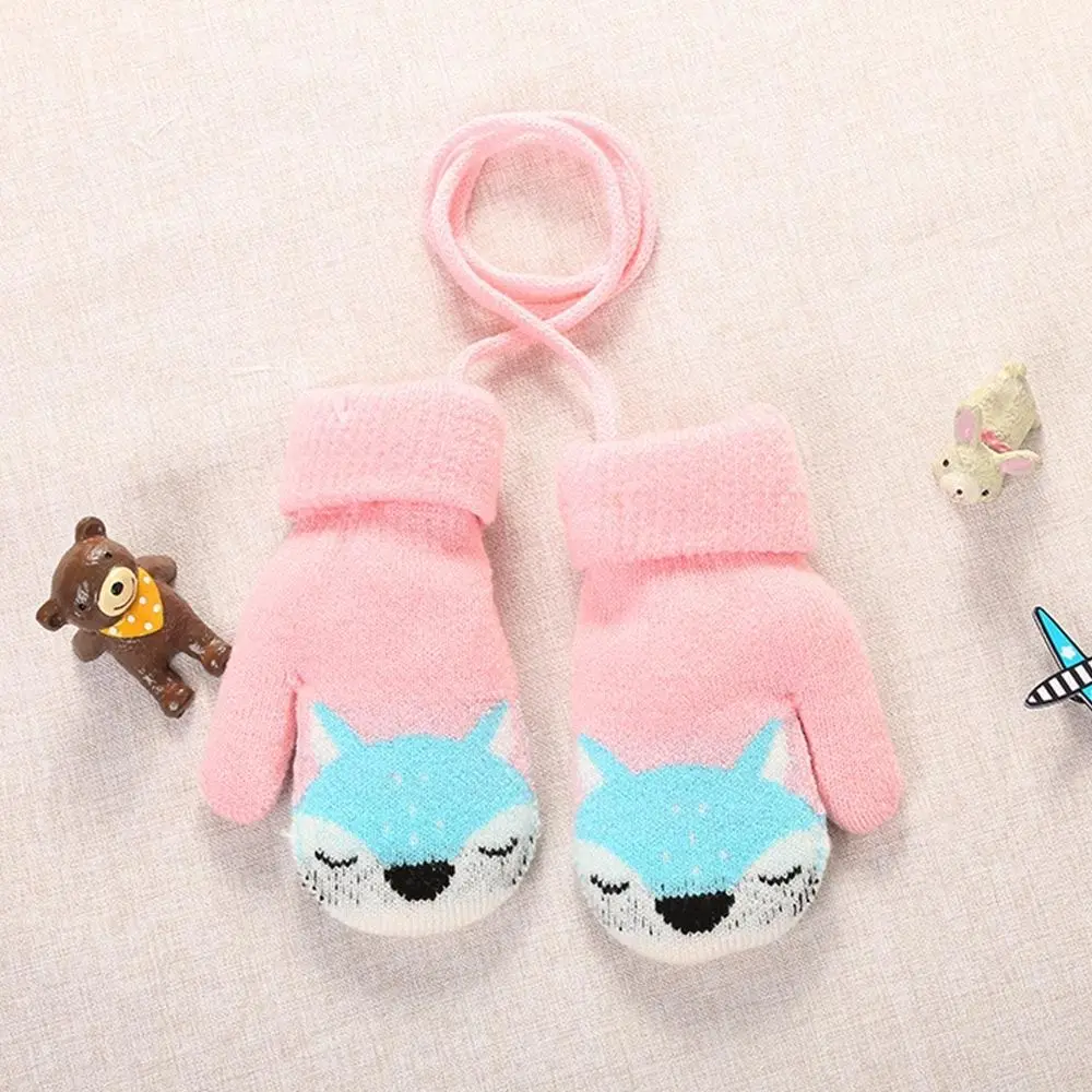 Boys Girls  Soft Thick Warm  Gloves Knitted Mittens Cute For 1-3 Years Old