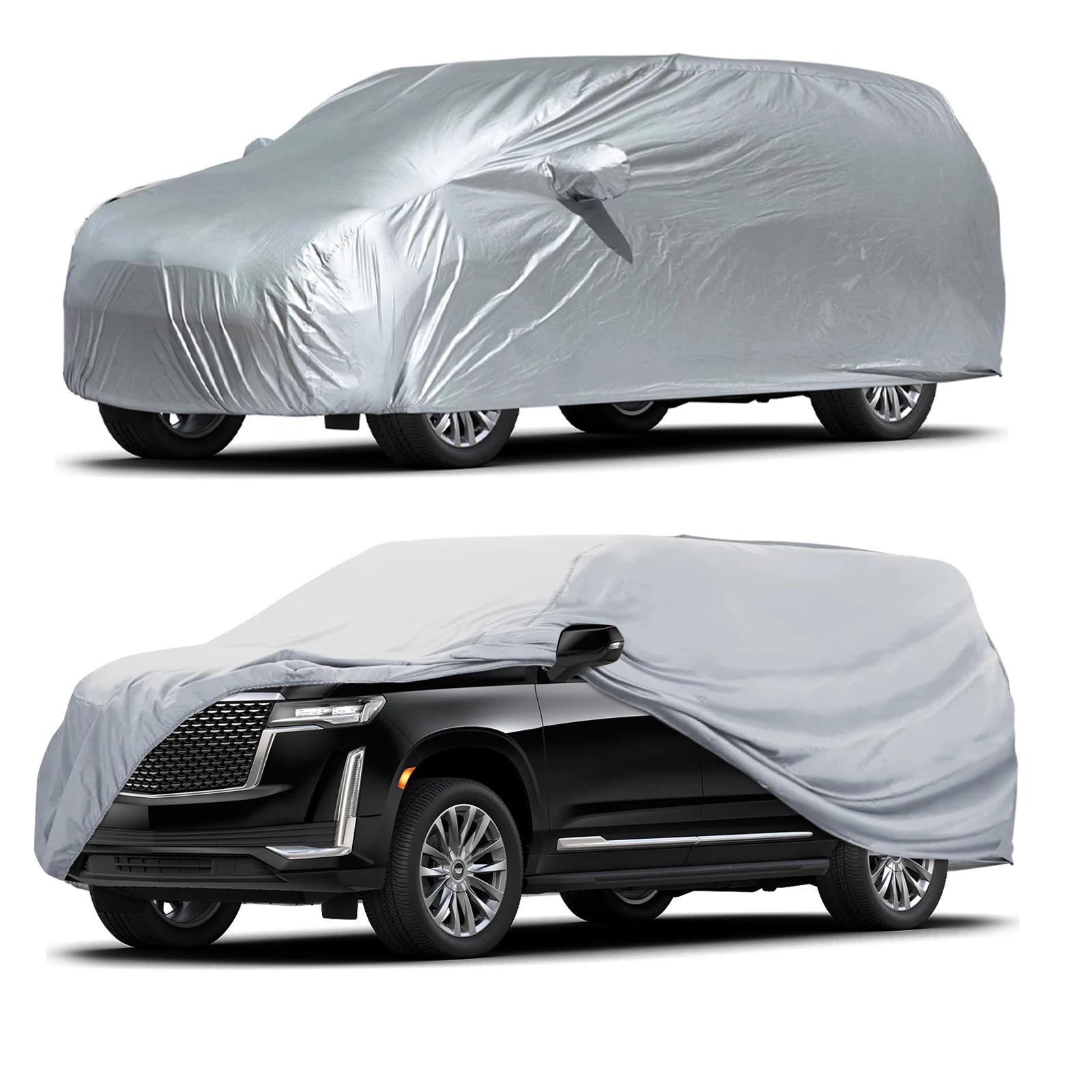 Universal SUV/Sedan Full Car Covers Outdoor Waterproof Sun Rain Snow Dust Resistant Protection UV Car silver Car Case Cover M-XX