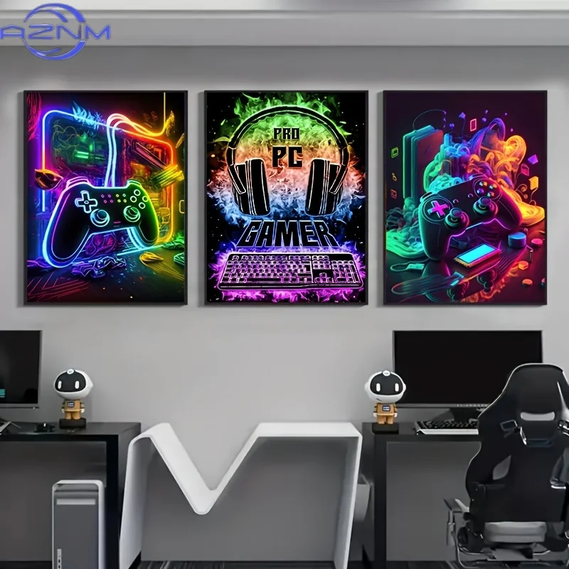 Canvas Paintings Gaming Room Gamepad Punk Style Posters Prints Wall Art Pictures Gamer Gift for Boys Children Room Decor