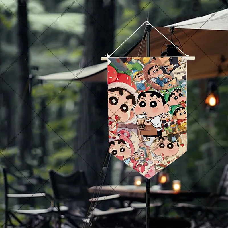 Crayon Shin-chan Cute Pennant Party Decorations Supplies for Home Kawaii Flag Cartoon Anime Pattern Flags Holiday Decor Gifts