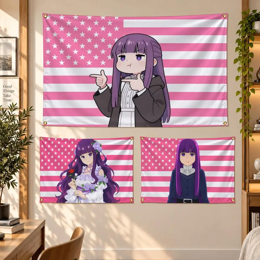 Anime Frieren: Beyond Journey's End Fantasy F-Fern Flags Banner Decor for Bedroom,Garden,Party,Club,Gaming Room,Garage Fan Gift