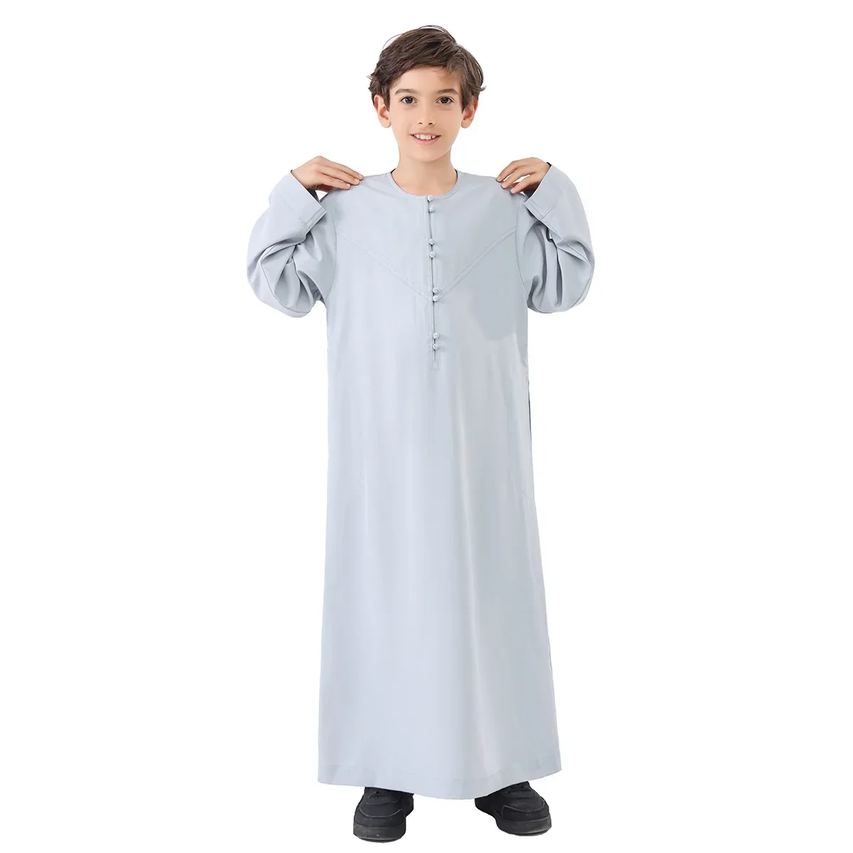 Children Robe Long Sleeve Teenager Muslim Clothing Boys Kaftan Islamic Middle East Arab Jubba Thobe Eid Djellaba Ramadan Abayas