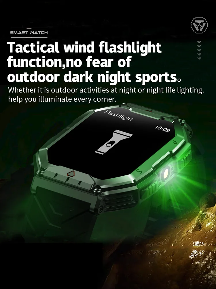 Time Owner Smartwatch ECG Heart Rate Blood Pressure Health Monitoring Outdoor exercise pedometer with flashlight Smart Watch