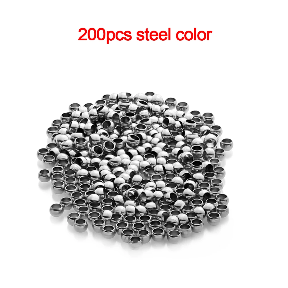 100-200 stuks 1,5 2 2,5 3 mm roestvrijstalen stop spacer kralen positionering bal crimp einde kralen voor DIY sieraden maken benodigdheden