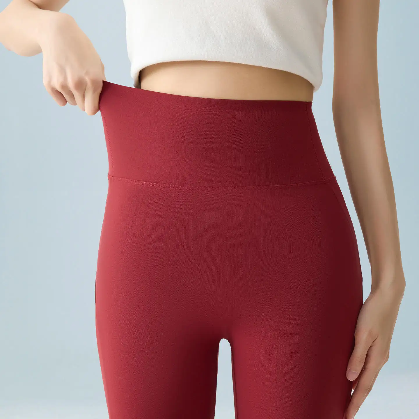 ارتفاع الخصر واسعة الساق اليوغا السراويل النسائية الصيف ضيق صالح قاعدة طبقة البطن التحكم بعقب رفع السراويل الطويلة مادة رقيقة