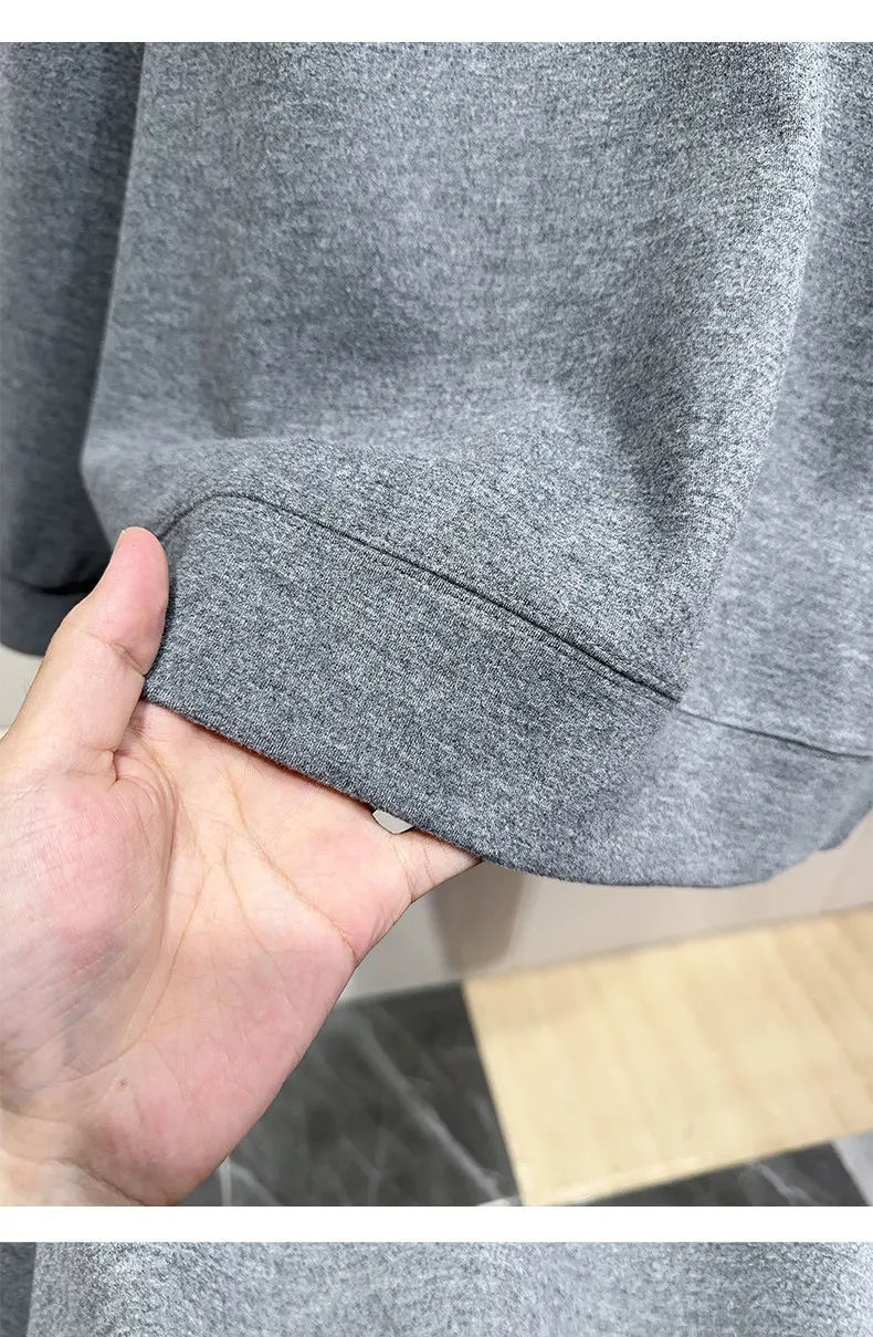 Men Splice Collar Loose Casual Pullover Sweatshirts Autumn Winter Streetwear Vintage Fashion Hoodies Sweatshirts Coat Tops