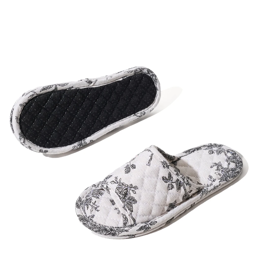 Summer Women Home Slippers Soft Cotton Floral Floor Shoes Antislip Indoor Slippers Fashion Lightweight Bedroom Shoes view 6