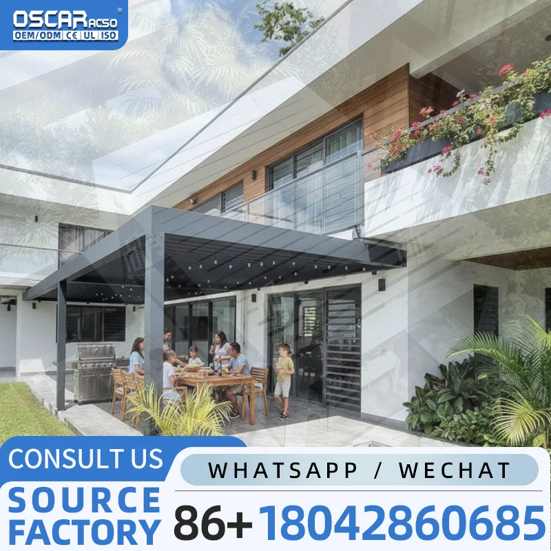 EcoFriendly Heavy Duty Electric Aluminum Pergola with Screen Blind Drainage System for Backyard Terrace US Canada pergola