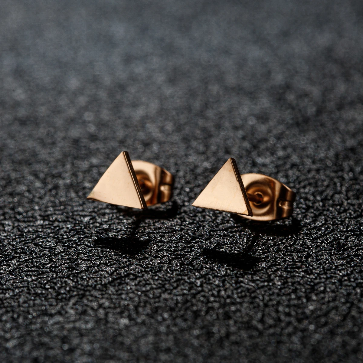 1 Pair Fashion Cute Geometric Triangle Stud Earrings for Women Black Stainless Steel Earrings Men Punk Ear Piercing Jewelry