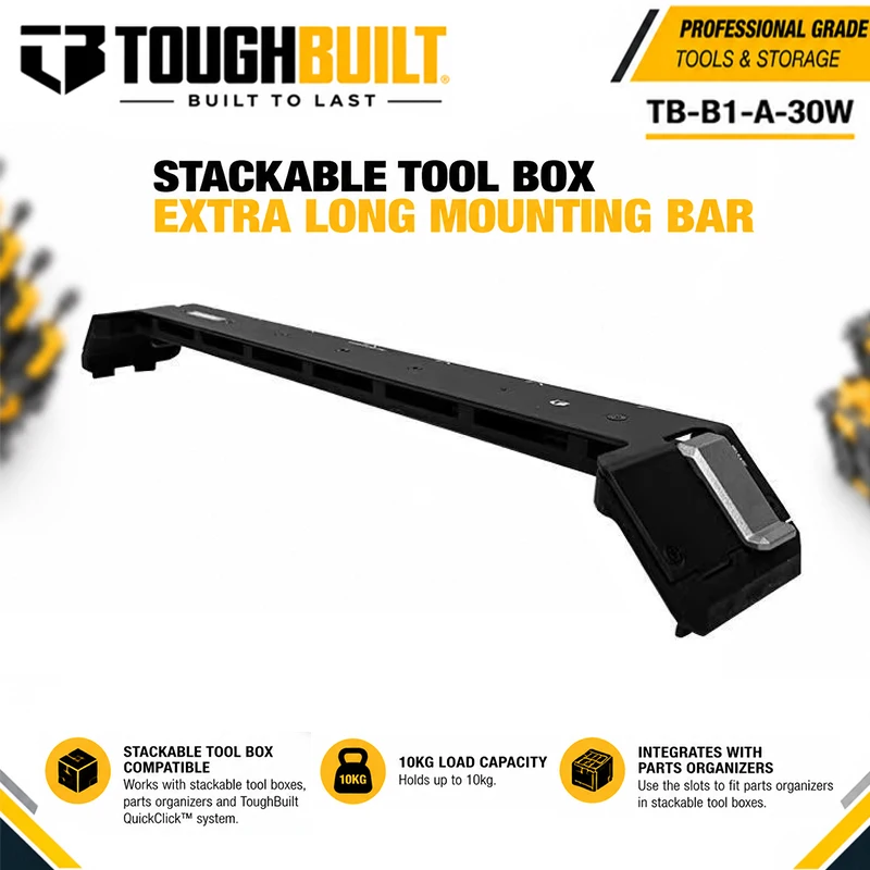 TOUGHBUILT TB-B1-A-30W StackTech Stackable Toolbox Extra Long Hanging Rack, Quick-Hang Compatible Tool Storage Accessory