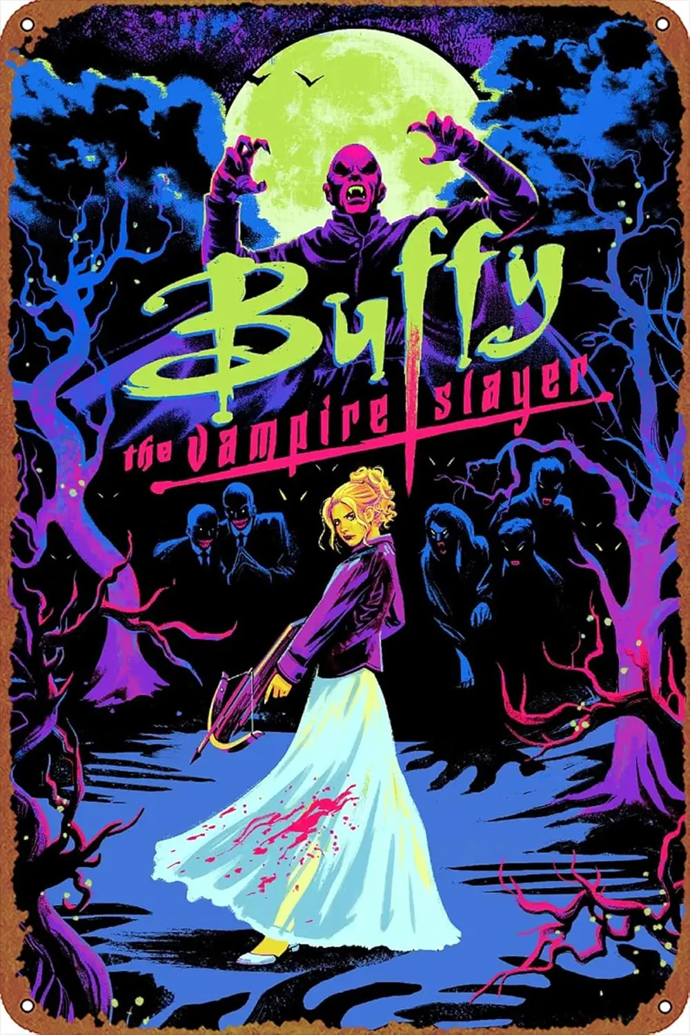 BUFFY THE VAMPIRE movie poster Retro metal sign Retro tin sign suitable for cafe, bar, home wall decoration 30.48 X 20.32 cm