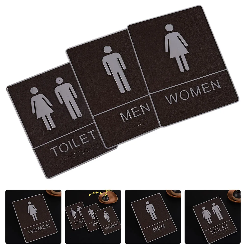 

3 Pcs Toilet Sign Door Restroom Flush Please Bathroom Signs Washroom Wall Restrooms House Number
