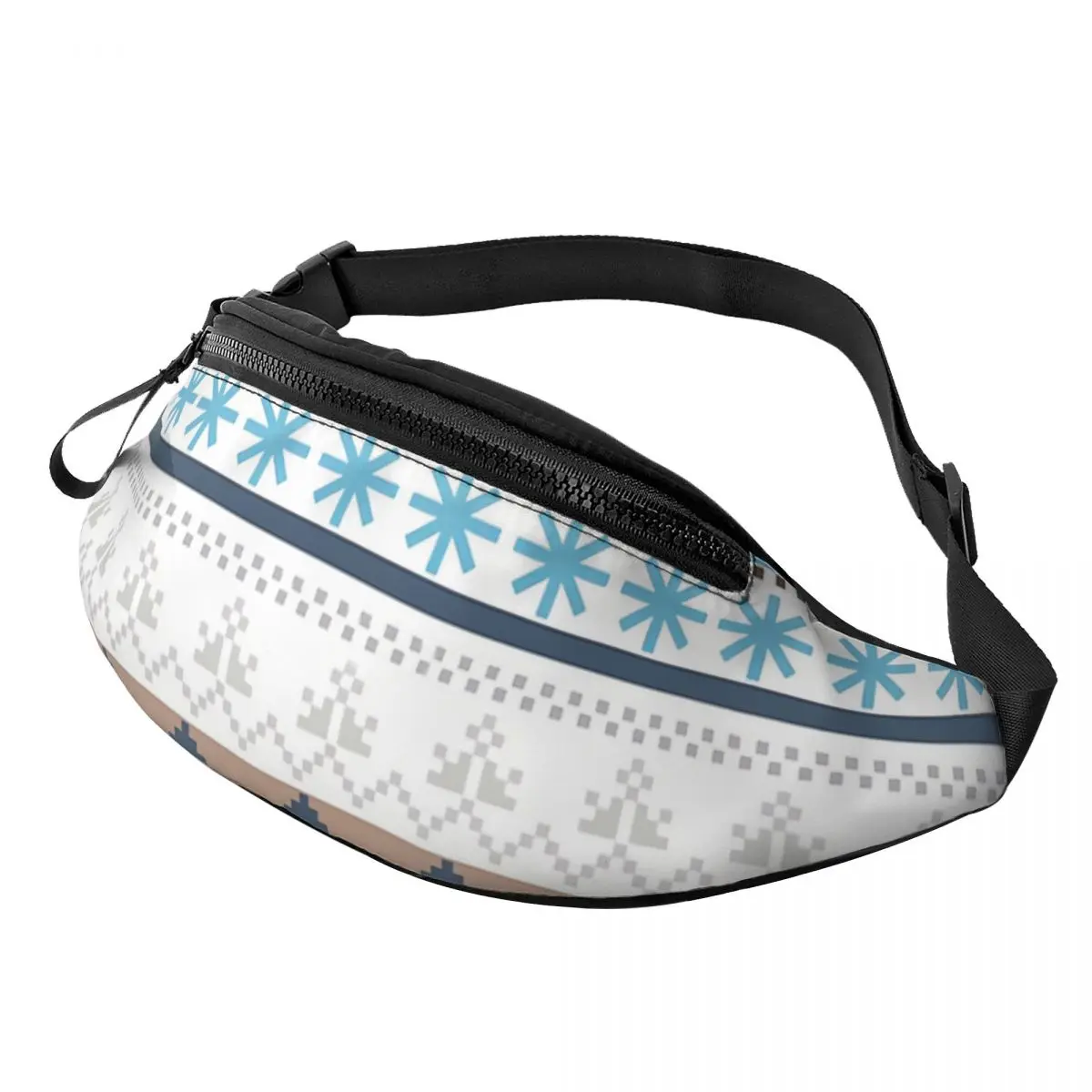 FAIR ISLE Brown Printed Waist Bags Merry Christmas Men Women's Fanny Pack Fashion Travel Banana Bags Belt Pouch