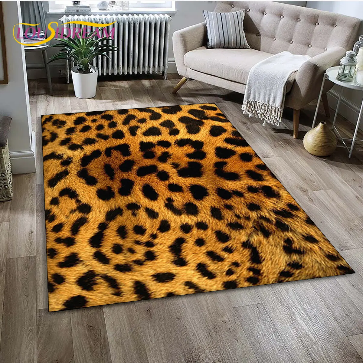 3D Wild Leopard Print Series Area Rug,Carpet Rug for Home Living Room Bedroom Sofa Doormat Kitchen Decor,kids Non-slip Floor Mat