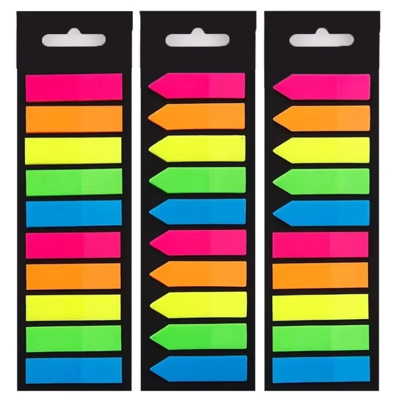 200 Sheets Fluorescence Color Index Sticky Notes Transparent Adhesive For Journaling Notes Tabs For Books School Office Supplies