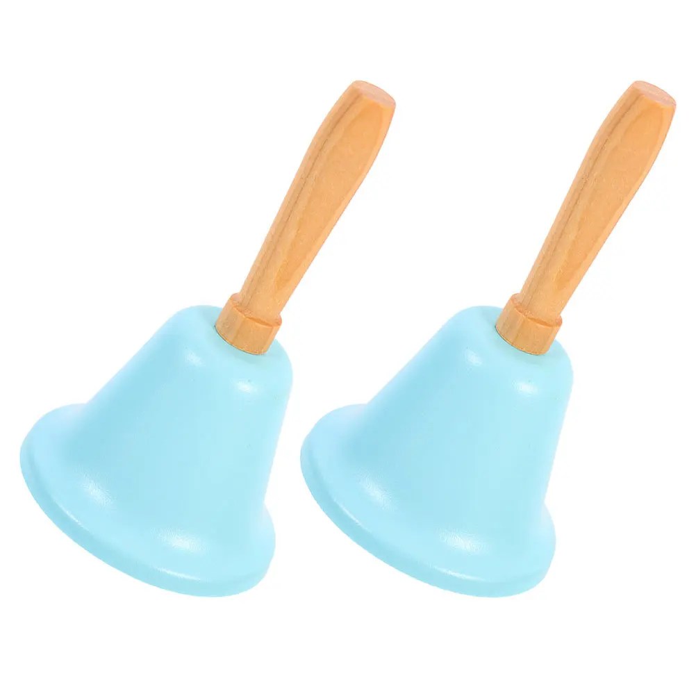 2 قطعة جرس جلجل اليد مقبض خشبي الحديد معدن بصوت عال عشاء دعوة خدمة جرس الفصول الدراسية حفل زفاف الهتاف دش الزفاف