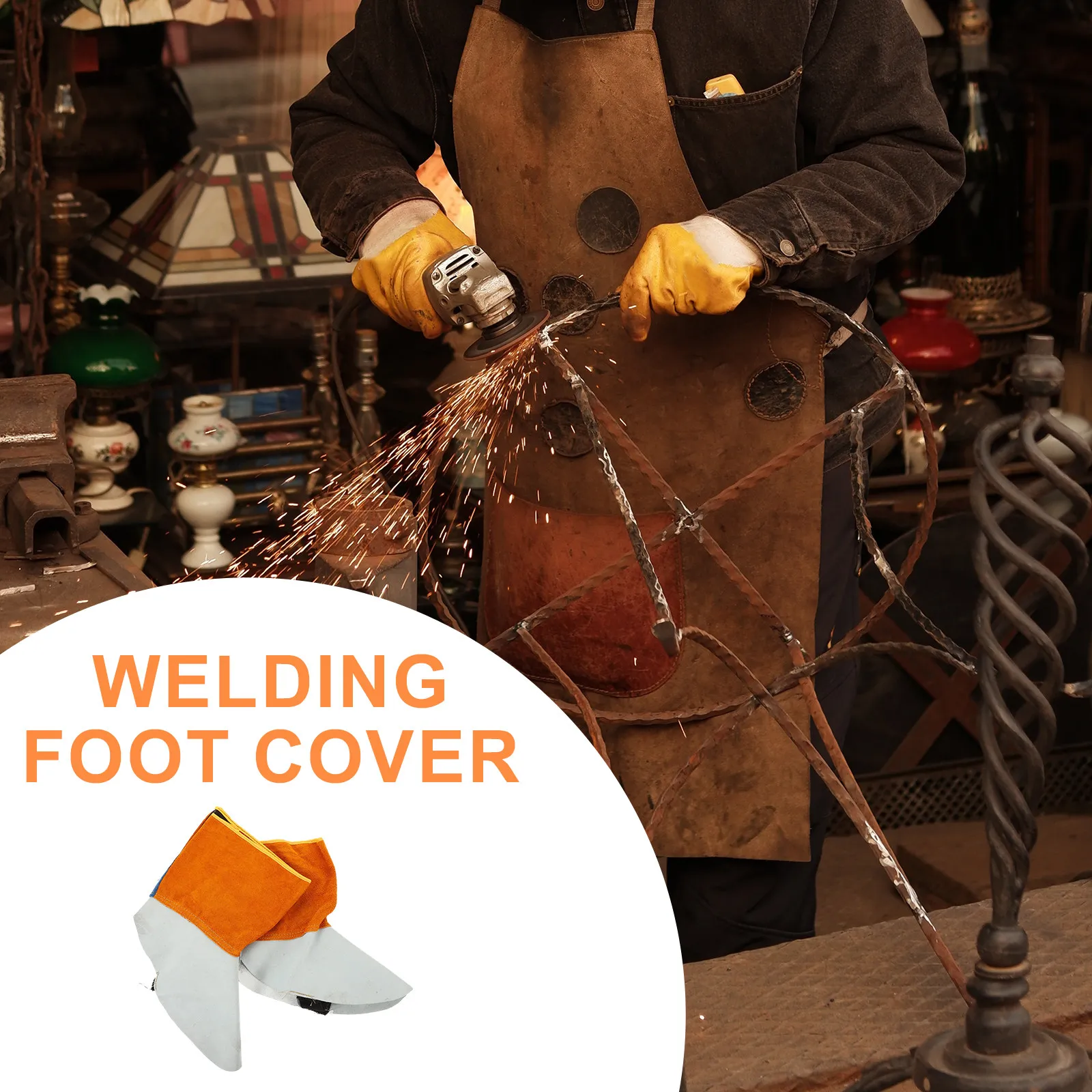 

1 Pair Foot Cover Flame-Retardant Heat-Insulating Spark Protection For Welding Work Safety Protective Gear Shoe Cover Welding