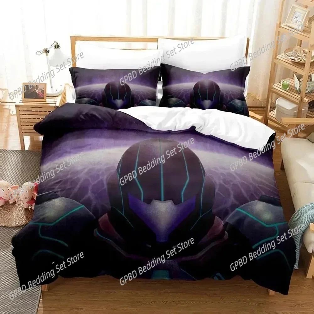 Metroid Prime Corruption Bedding Set Boys Girls Twin Queen Size Duvet Cover Pillowcase Bed Kids Adult Fashion Home Textileextile