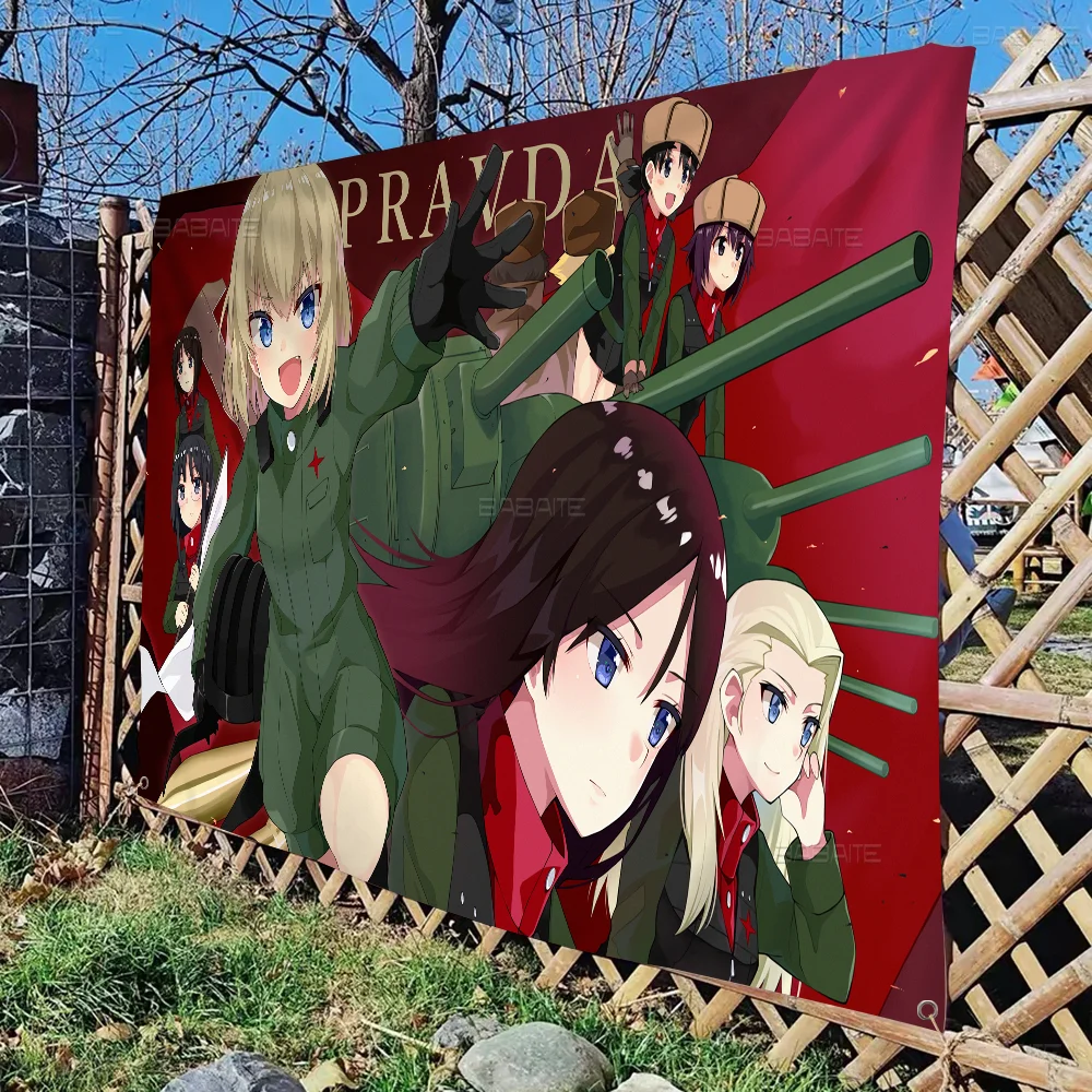 Japanische Anime Mädchen und Panzer große Flaggen Druck muster interessante Geburtstags feier