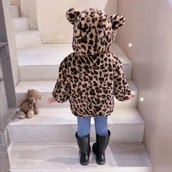 Children Baby Girl Clothes Winter Leopard Print Coat Kids Boy Lamb Wool Warm Hoodie Long Sleeved Hooded Clothes