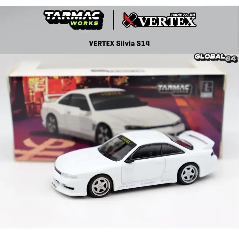 Vertex Silvia S14 Nissan Nissan Nissan Nissan Classic Alloy Car Model, coleção infantil, brinquedos decorativos, presentes, 1:64