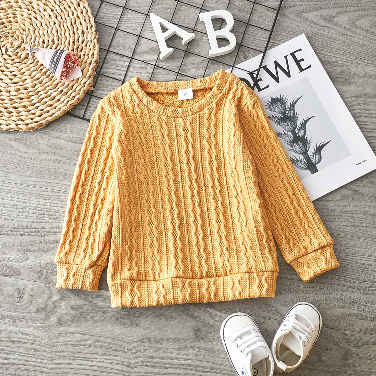 

Toddler Girl/Toddler Boy Solid Textured Sweater