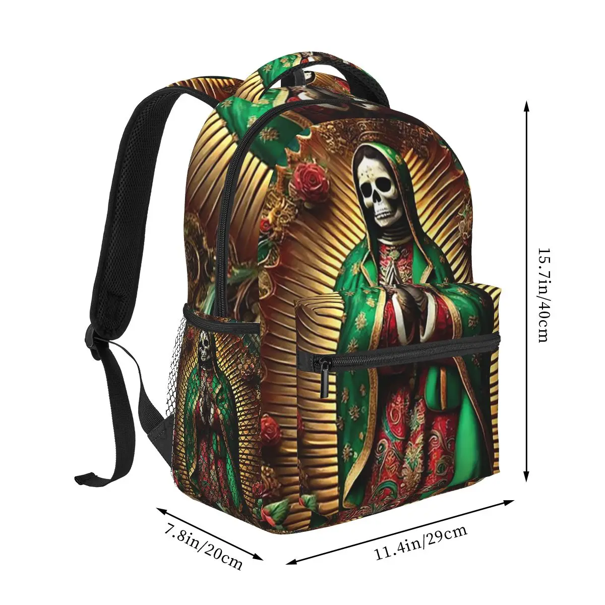 Santa Muerte Spanish Backpacks Boys Girls Bookbag Children School Bags Cartoon Laptop Rucksack Shoulder Bag Large Capacity