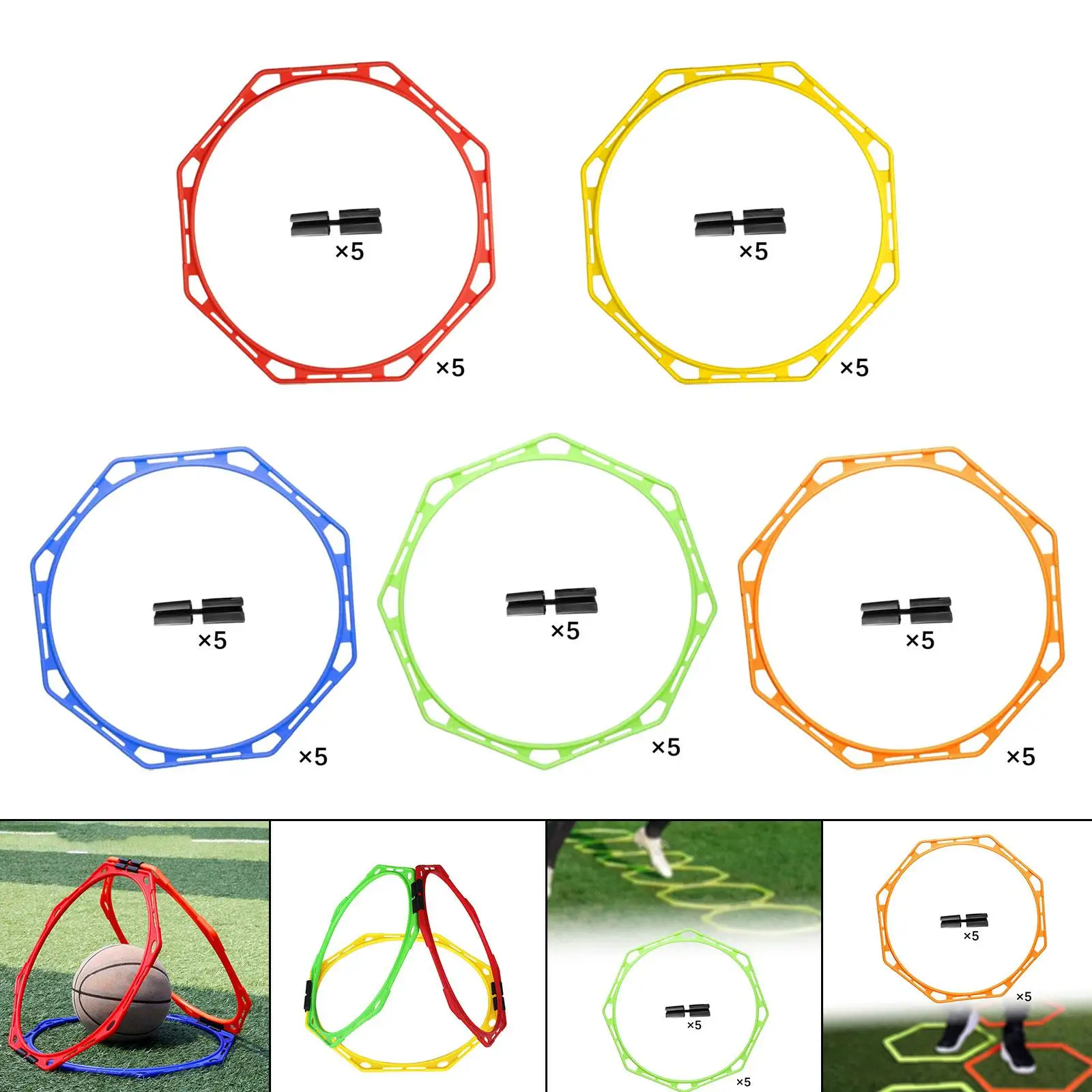 5 uds anillos de agilidad 19,69 pulgadas anillo de agilidad de entrenamiento de fútbol anillos de ejercicio al aire libre anillos de velocidad para fútbol adultos Rugby