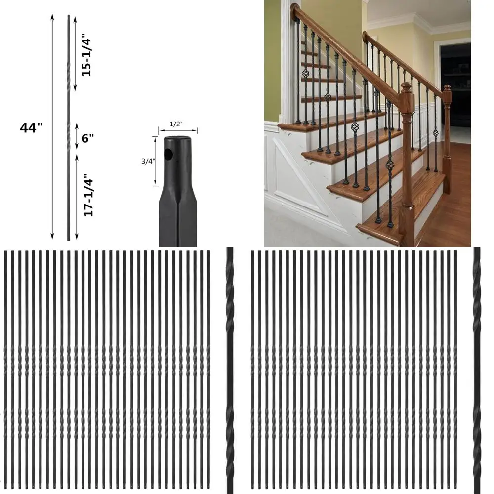 

Набор из 30 атласно-черных кованых балясин с порошковым покрытием для террас и винтовых лестниц