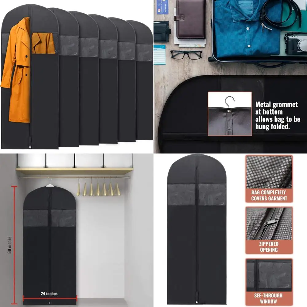 

Travel Garment Bags for Women's Dresses & Men's Suits, Zippered Storage for Shirts, Coats & Costumes