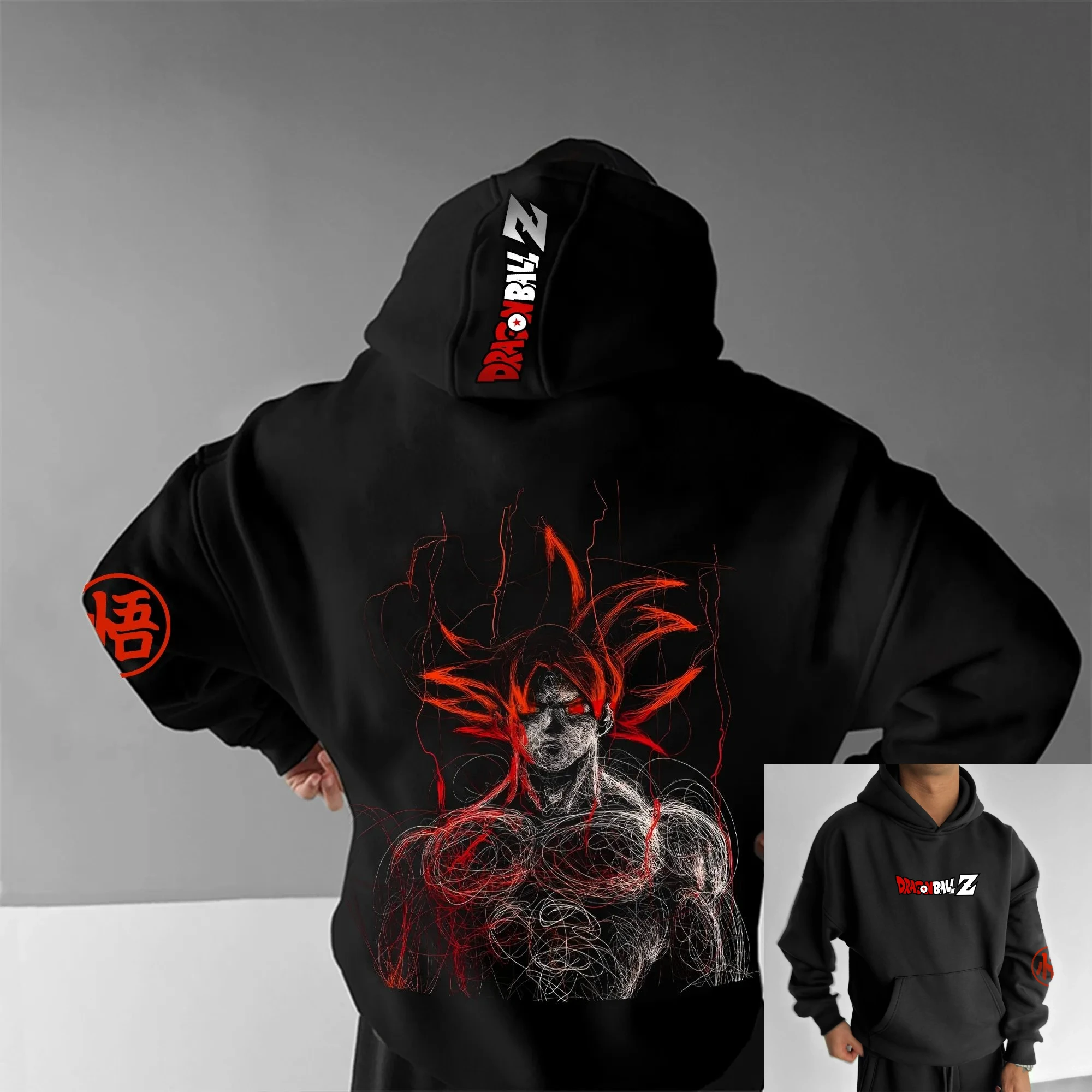 Sudadera con Capucha Oversize para Hombre y Mujer, Diseño Gráfico de Anime Dragon Ball Goku, Estilo Urbano Holgado Informal, Sudadera con Capucha para Otoño e Invierno, Estilo Y2K