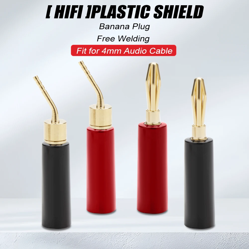 

HIFI Разъем типа «банан» Красный и черный, 4 мм, боковой штабелируемый штекер типа «банан» без пайки, позолоченный 24-каратный разъем кабеля динамика BFA Hi-Fi