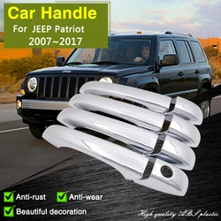 for JEEP Patriot Liberty Russi 2007~2017 Chrome Smart Door Handle Cover Car External Protective Film Style Accessories Stickers