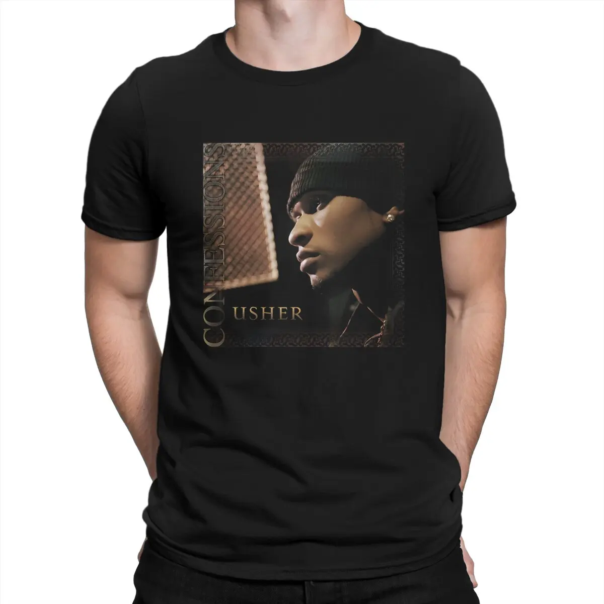 Confessions T-Shirt for Men Singer Usher Casual Pure Cotton Tees Crewneck Short Sleeve T Shirts Gift Idea Tops