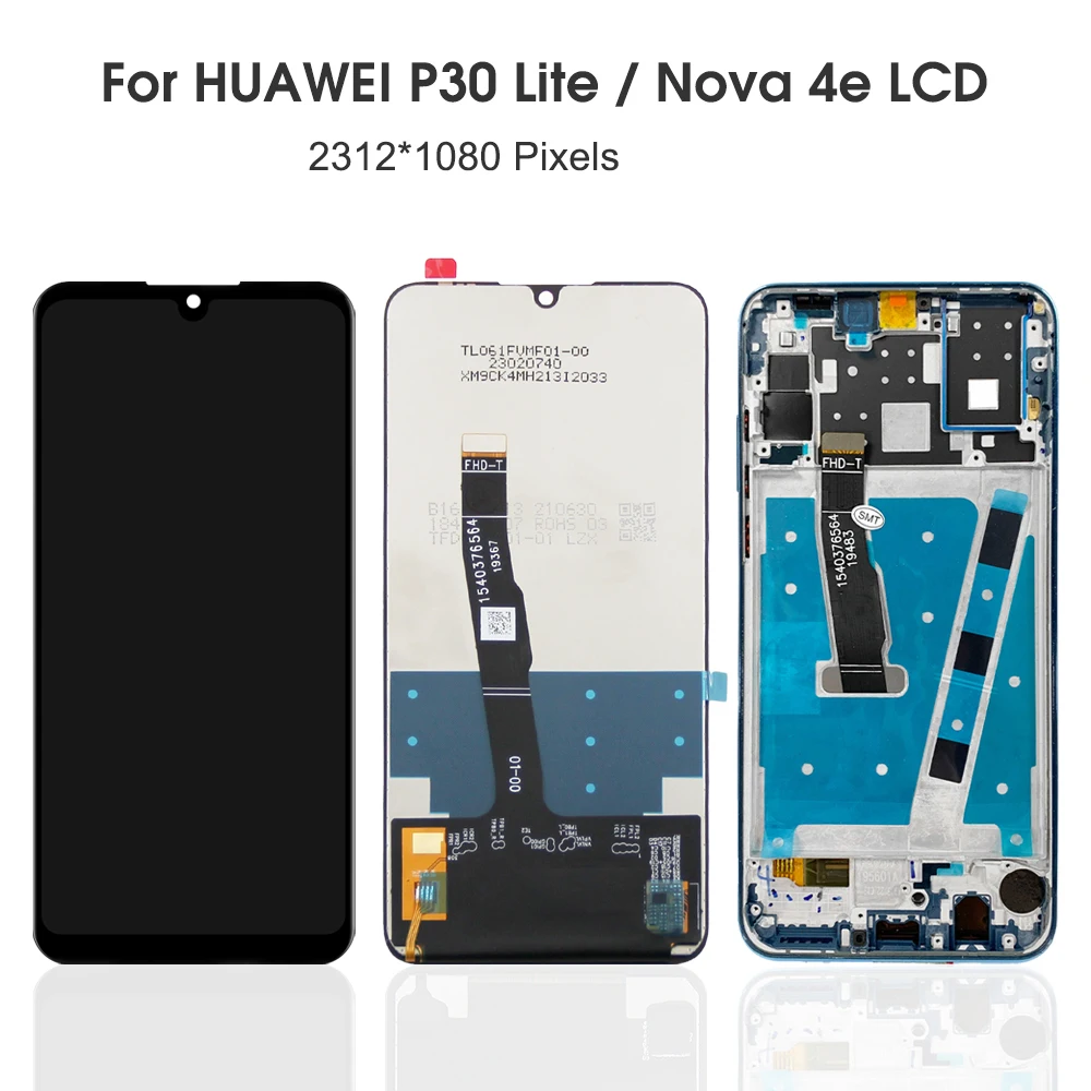 For HUAWEI 6.15\'\'P30 Lite For Nova 4E MAR-LX1 AL00 LX2 LX3 LX1A LCD Display Touch Screen Digitizer Assembly Replacement