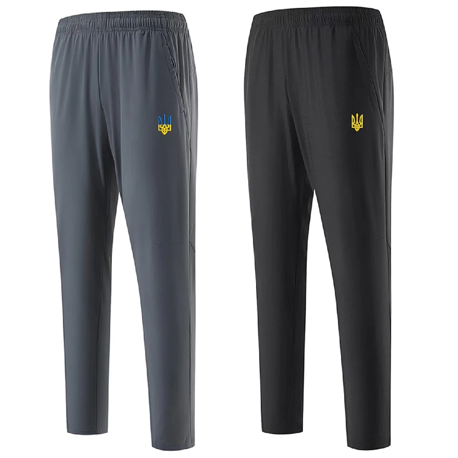 Embroidery Ukraine trident Symbol Men Women Children sport Running Pants Fitness Joggers Zippered Pockets Training Gym trousers