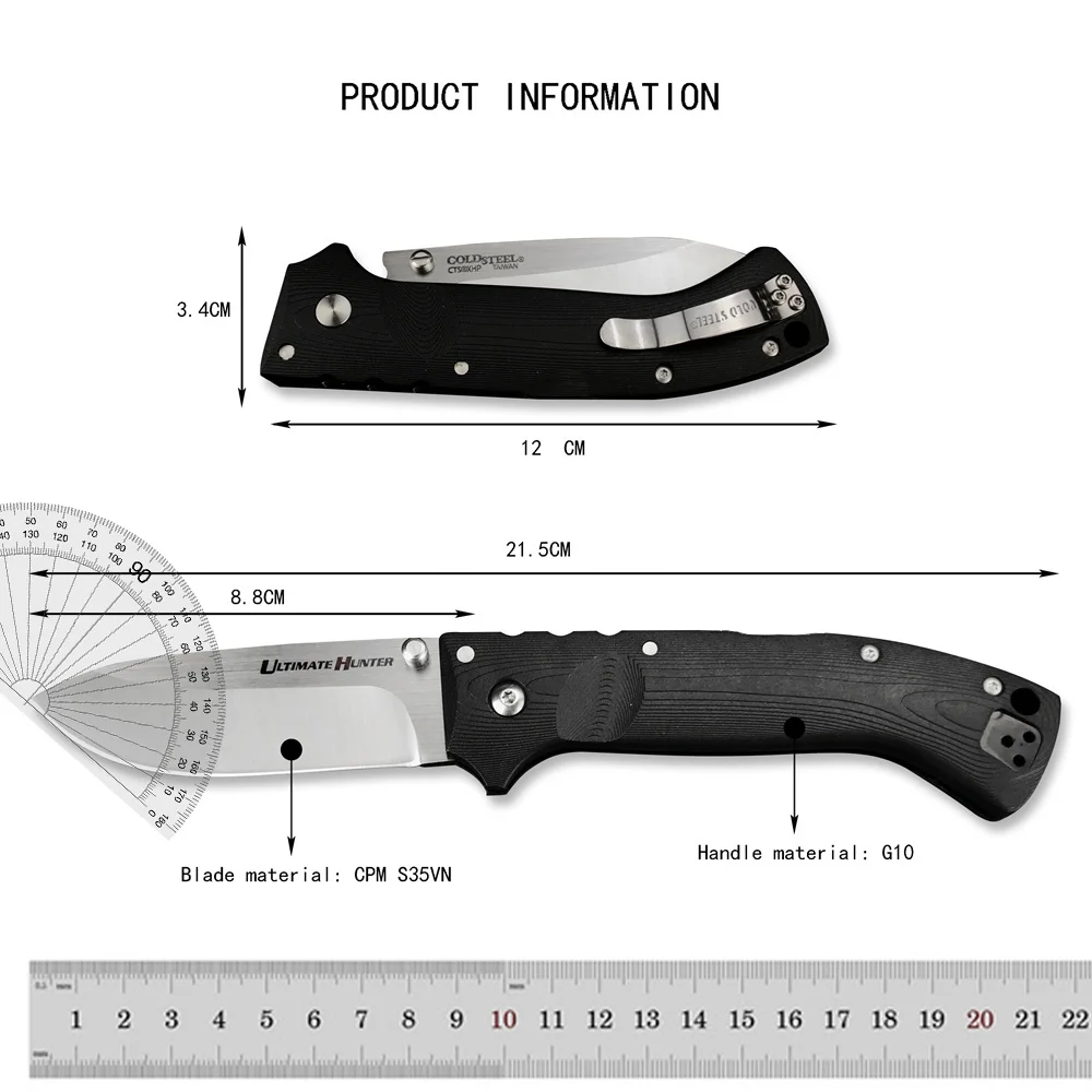 Cold 30ULH Ultimate Hunter Folding Knife S35V Blade Nylon Glass Fiber Handle Pocket Camping EDC Knives Tactical Multi Tools