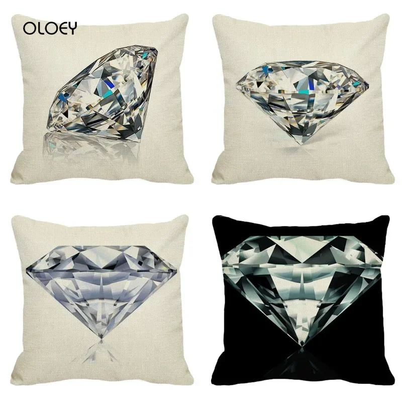 Innovative Style Diamond-shaped Linen Cushion Cover, 45x45cm, Home Bedroom Office Decoration, Hotel Car Decoration Cushion Cover