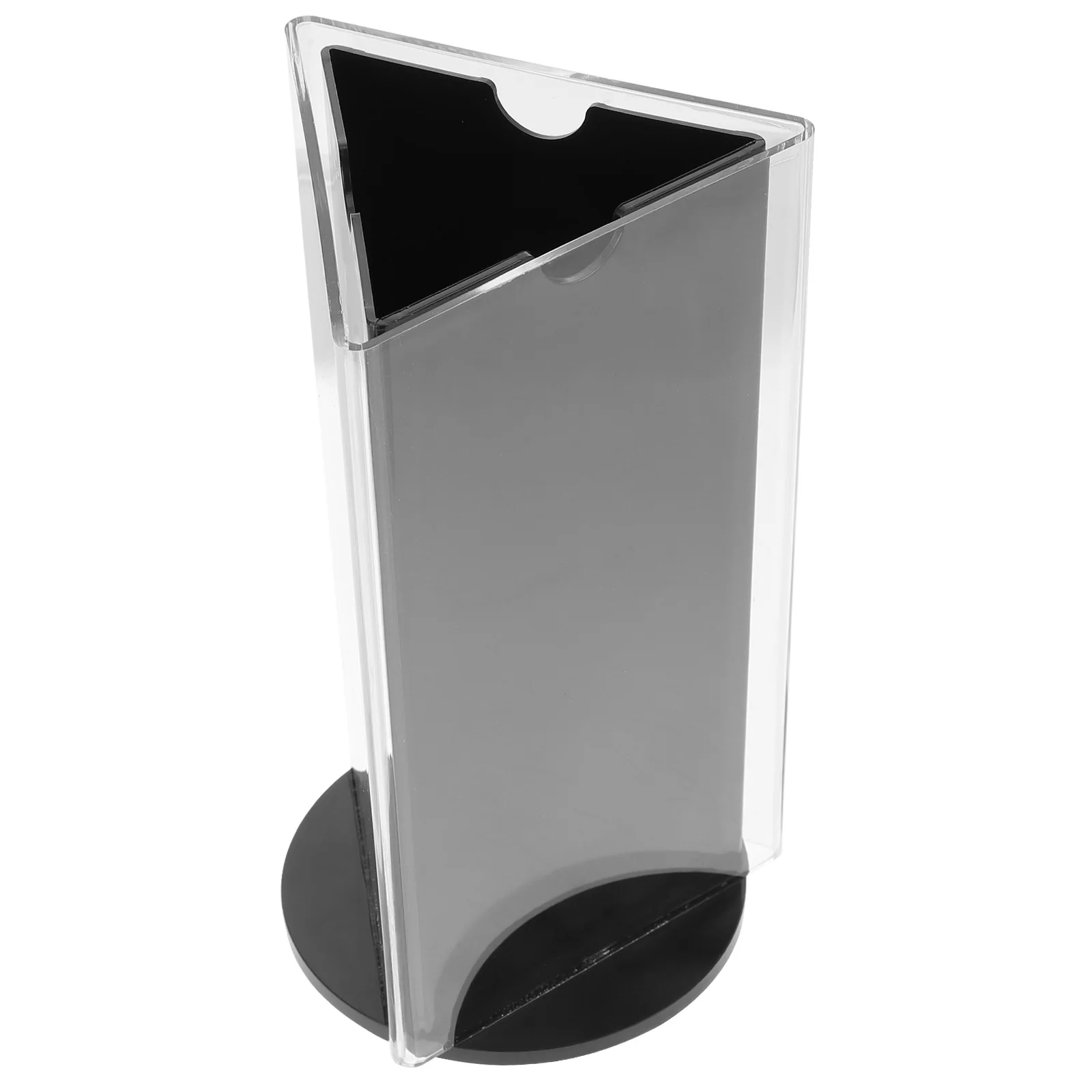 Rotating Table Card Display Stand Menu Paper Triangular Holder Acrylic Sign Tabletop Office