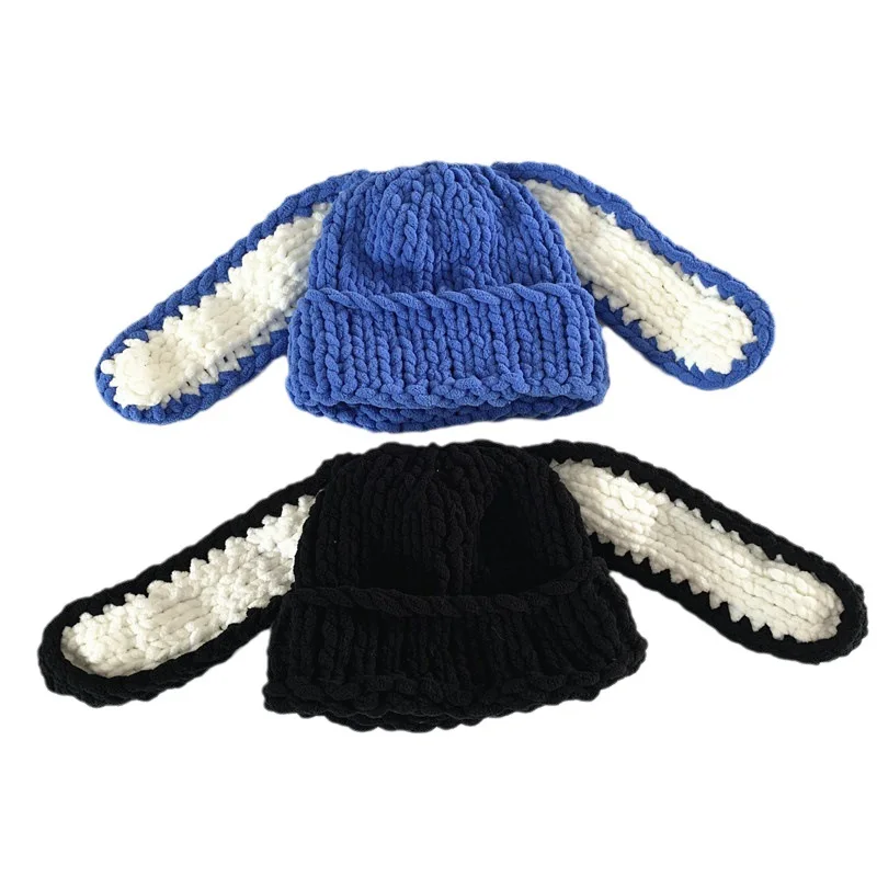 

Bunny Long Ear Wool Hat Thick Winter children's Cute warm thick beanies student Knitted Hat for kids 3-8 years