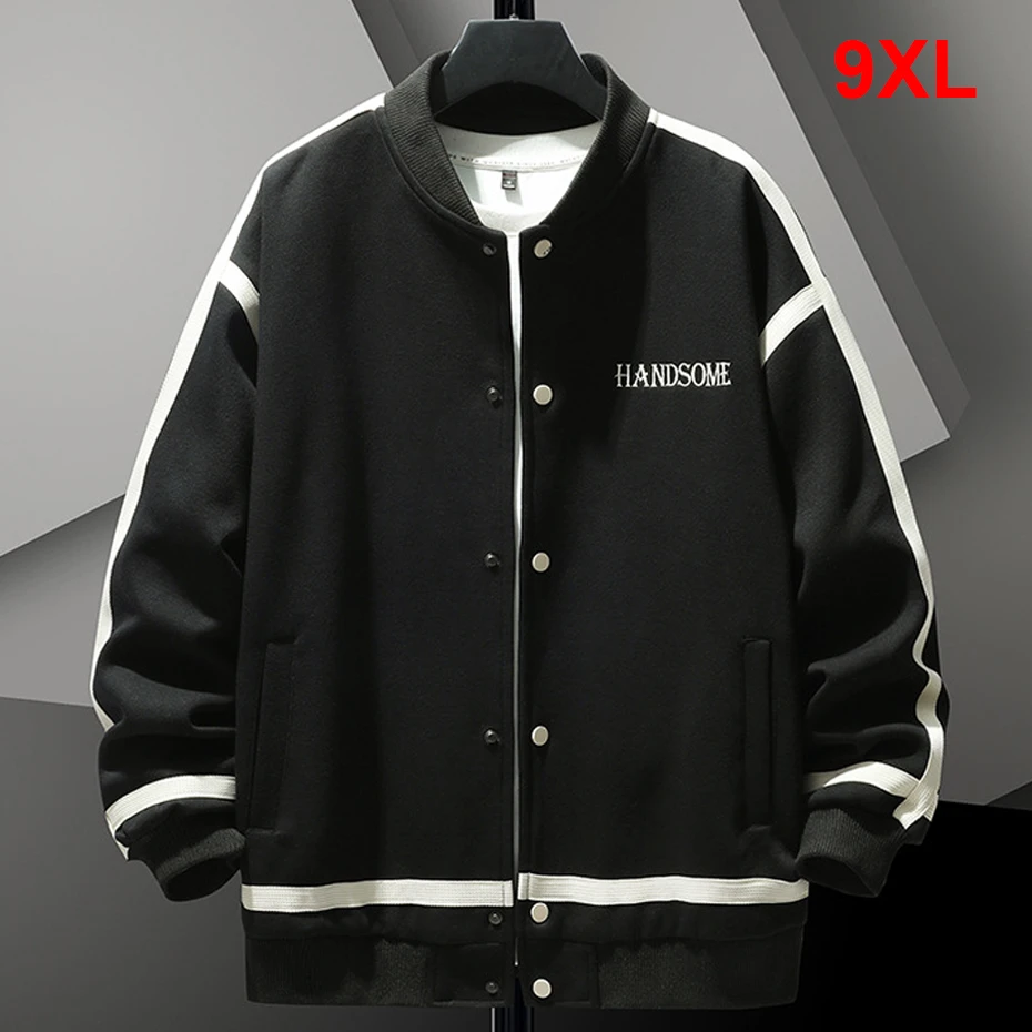 

9XL Plus Size Varsity Jacket Men Fashion Casual Stripe Design Baseball Jacket Coats Male Big Size 9XL