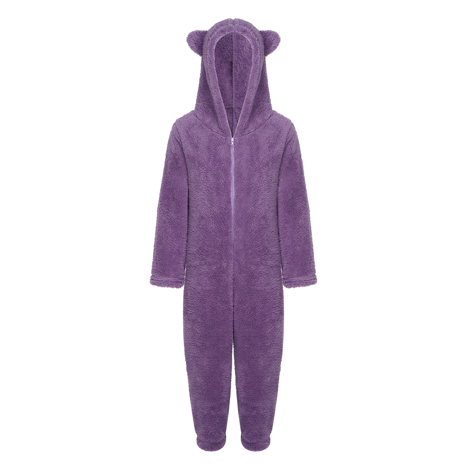 Bambini Ragazze Caldo Pile Con Cappuccio Tuta Inverno Stile Carino Pigiama Indumenti Da Notte Manica Lunga Cerniera Pagliaccetto Casual Pigiama Homewear