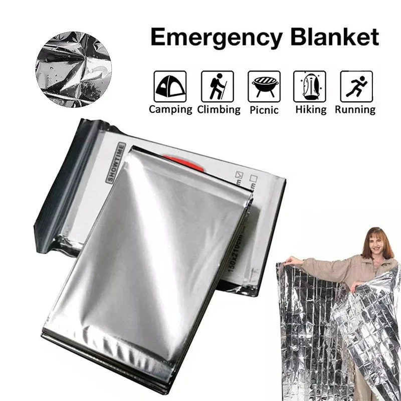 Emergency Rescue Blanket Outdoor Waterproof Keep Warm Survival Blanket Insulation Sunscreen Blanket 130/140/160*210CM