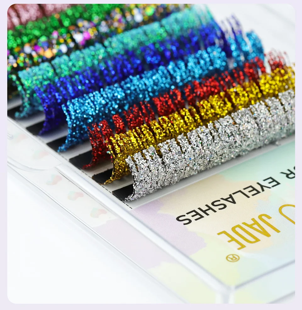 Mix colors glitter eyelash extension russian volume new diamond shiny false eyelashes silk individual lashes for makeup supplies