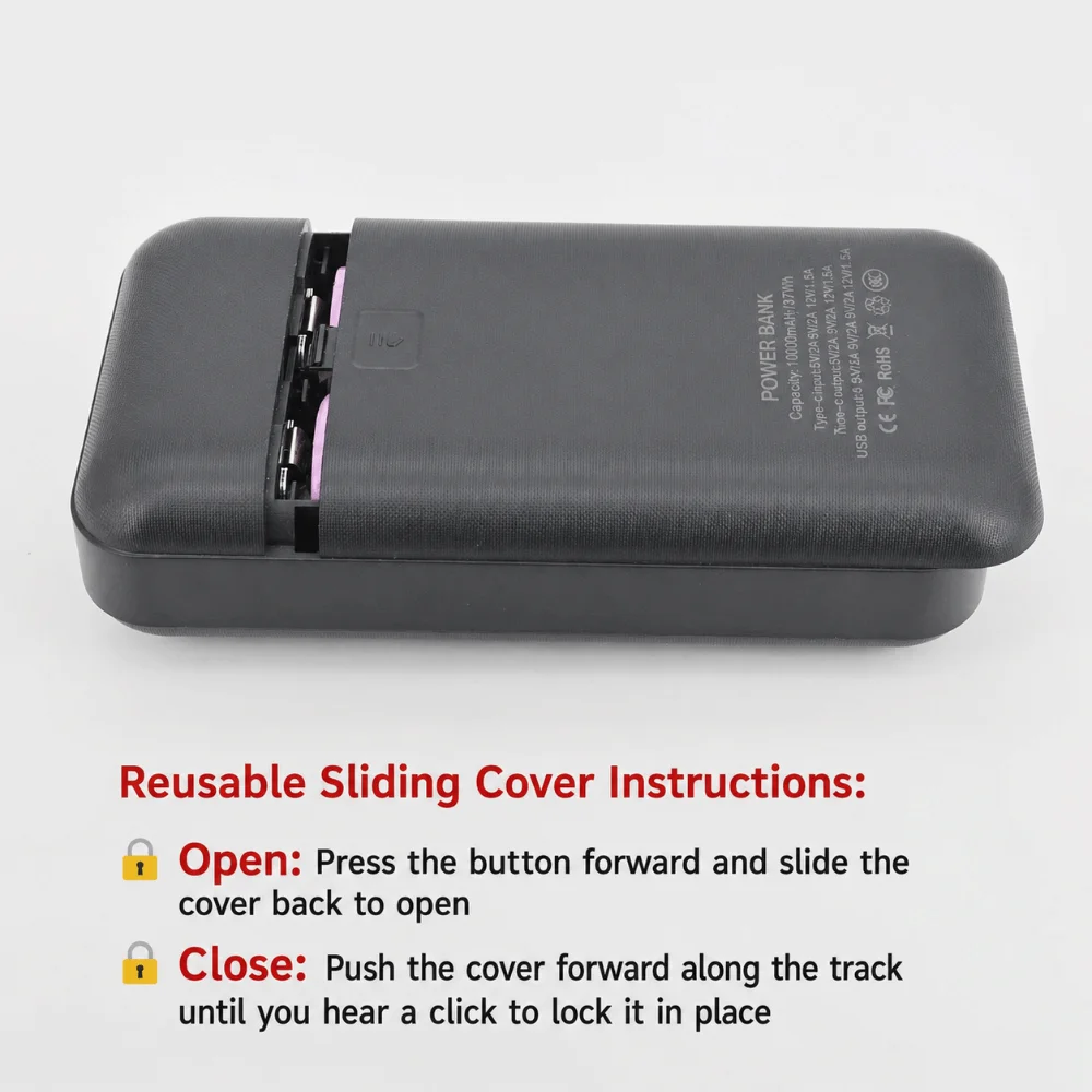 New For 2pcs 21700 Batteries Power Bank Case Detachable Empty DIY Power Bank Kit Portable Charger Case (Batteries Not Included)