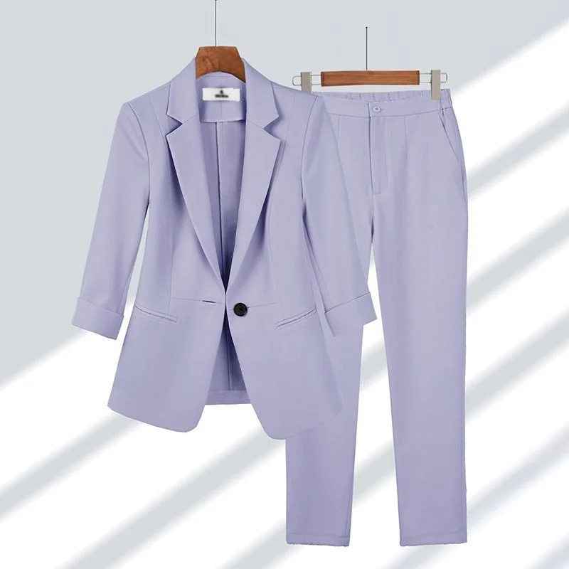 Conjunto de chaqueta y pantalones ajustados para mujer, traje profesional elegante, moda coreana, primavera y otoño, 2 piezas