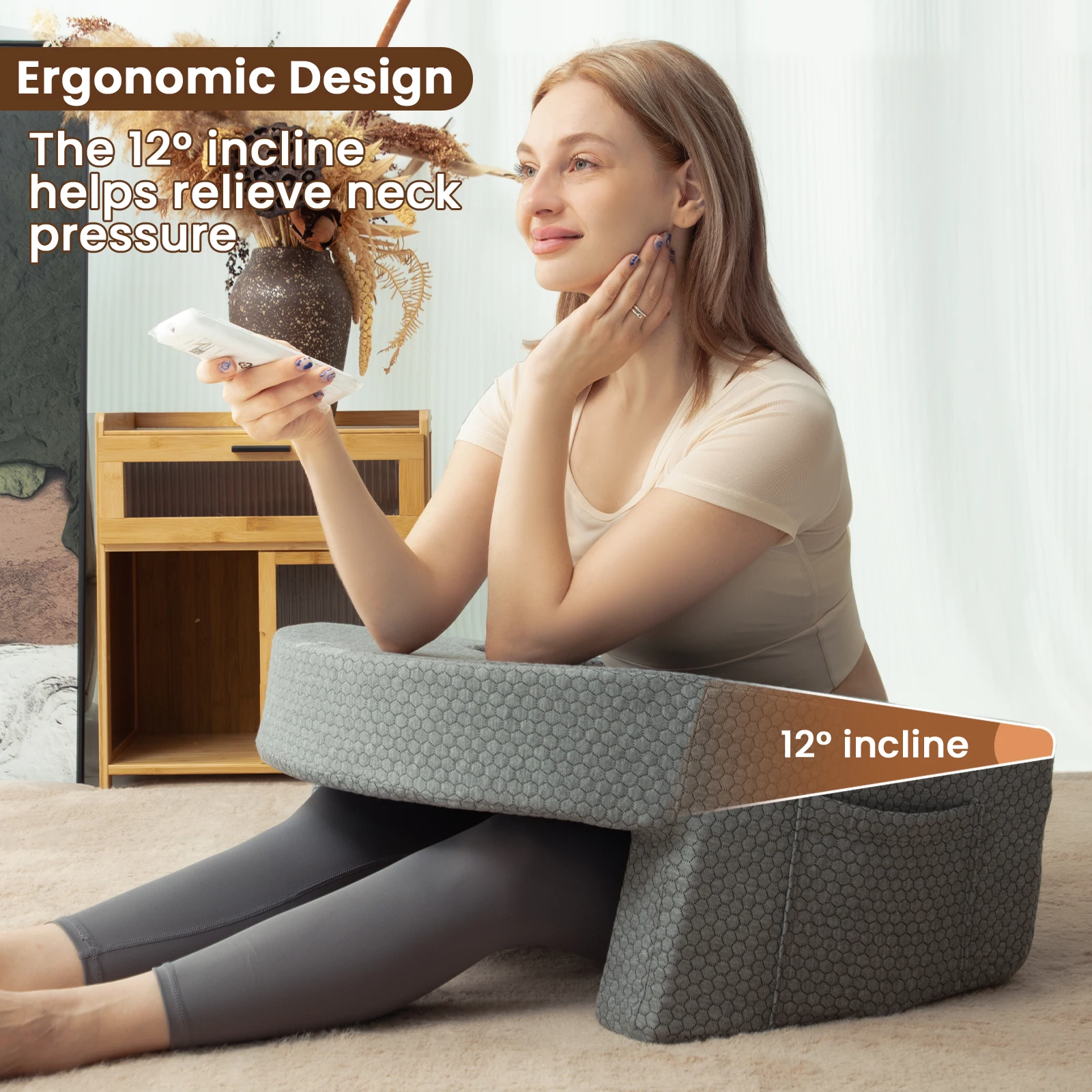 Reading Pillow for Gaming and Working Extra Large Arm Rest Bed with Memory Foam Support for Adult Comfort and Relaxation